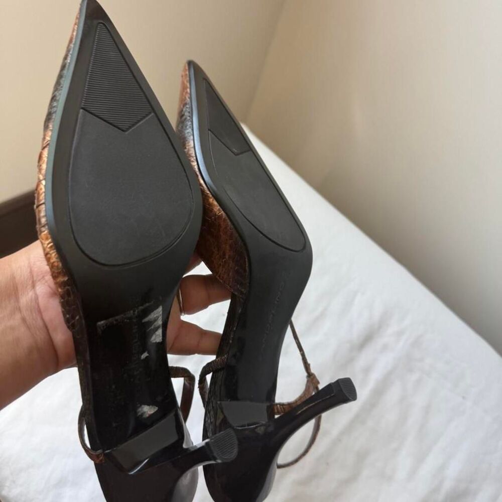 Y2K Vintage Bandolino Bronze Croc Slingback Heels Size 7 - Picture 5 of 7